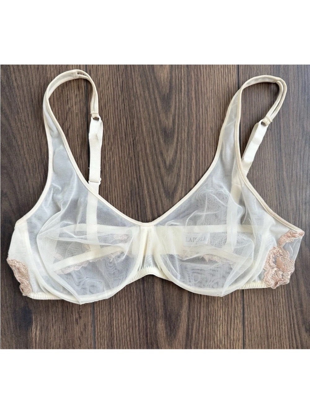 La Perla Luxury Designer Embroidered Lace Bralette Unlined Size 4, US 38C
